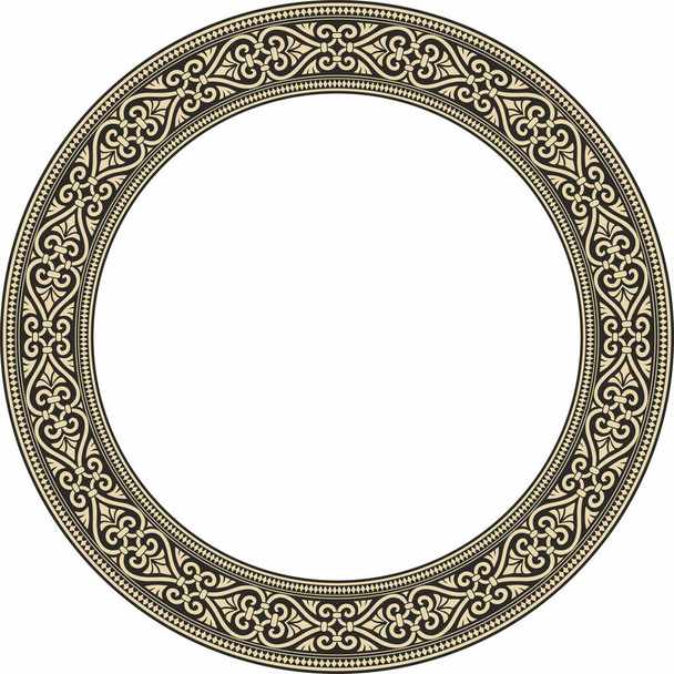 Wektor złoto z czarny okrągły ornament pierścień starożytnej Grecji. Klasyczny wzór ramki granicy Imperium Rzymskiego - Wektor, obraz