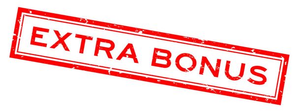 Grunge vermelho bônus extra palavra quadrado selo de borracha no fundo branco - Vetor, Imagem