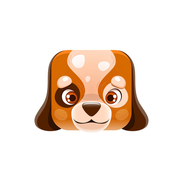 Cara de animal cuadrada kawaii perro de dibujos animados, lindo retrato de cachorro. Vector aislado canino, carácter doméstico mascota. Botón de aplicación, icono, elemento de diseño gráfico - Vector, imagen