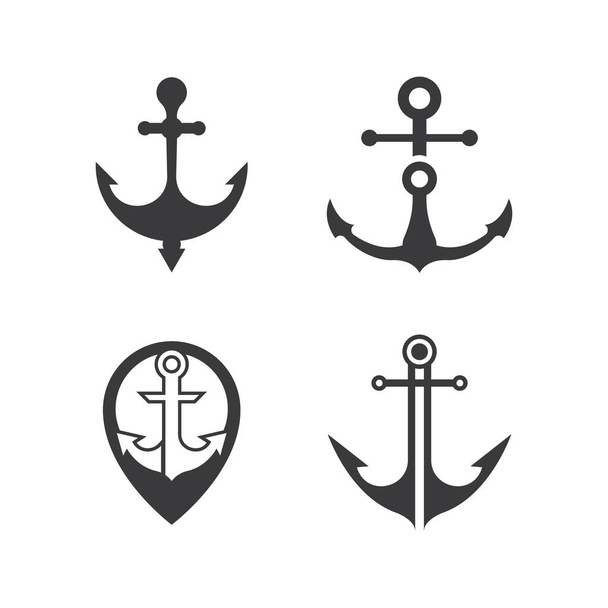 Anchor logo icona barca nave marina navy design vector - Vettoriali, immagini