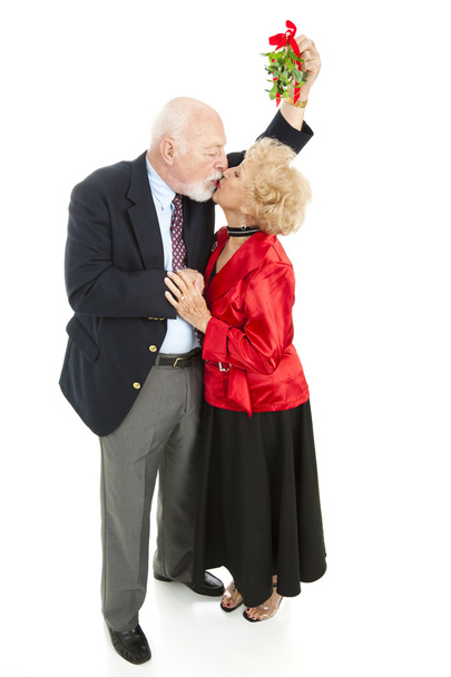 Romantic Seniors Under Mistletoe - Fotoğraf, Görsel