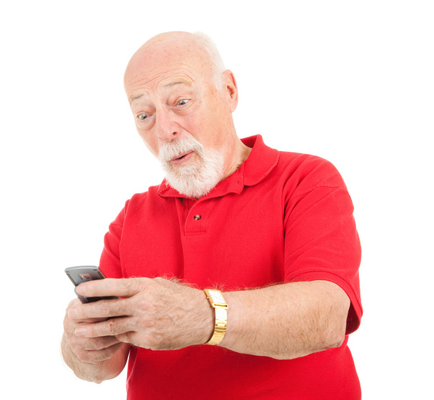 Senior Man - Surprising Text Message - Photo, image