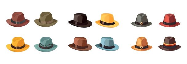 set illustrazione vettoriale di cappello colorato isolato su sfondo bianco . - Vettoriali, immagini