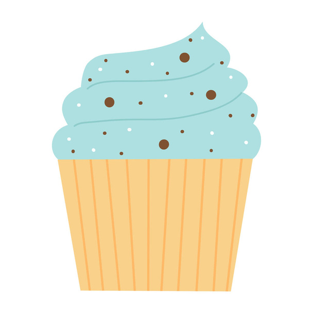 Birthday Cake Cartoon Illustration. Doodle cake, cupcake for a happy birthday celebration - Διάνυσμα, εικόνα