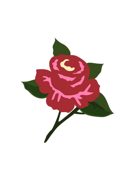 Vector rode roos bloem op witte achtergrond. Rood, roze en groen. Bloemen grafisch ontwerp element. Oekraïense fantasiewerk. - Vector, afbeelding