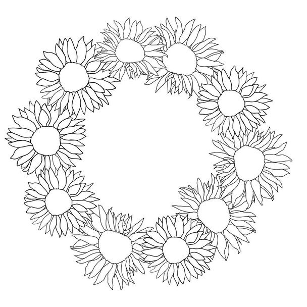 Cute sunflower decor for surfase decoration. Hand drawn floral vector elements - Вектор,изображение