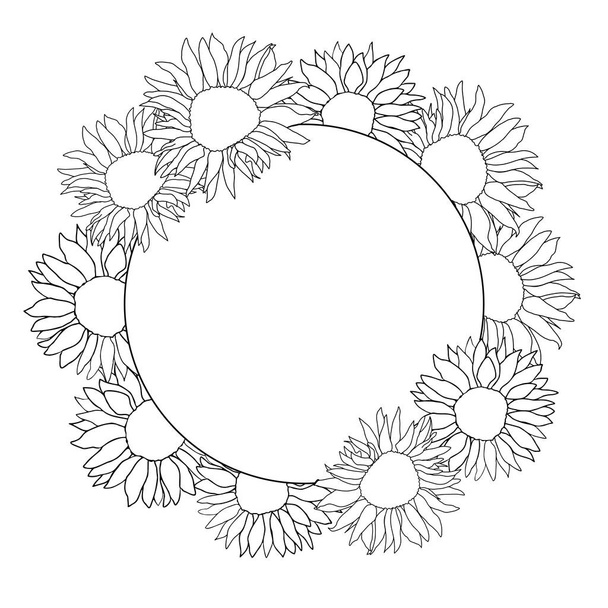 Cute sunflower decor for surfase decoration. Hand drawn floral vector elements - Vecteur, image