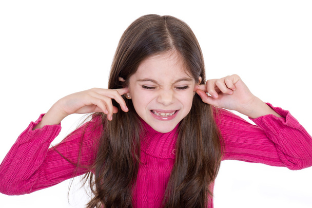 Girl putting finger on her ears - Fotografie, Obrázek