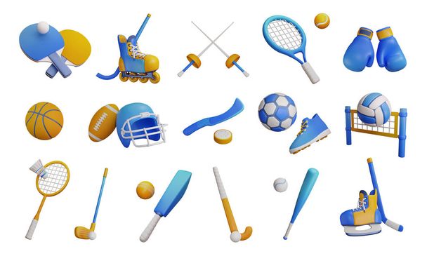 Collection d'icônes 3D Active Sport fond blanc isolé. - Photo, image