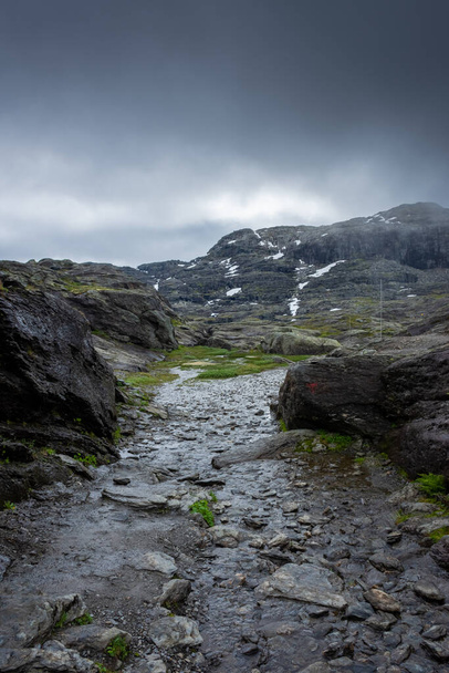Mountain trail to hike to Trolltunga scenic spot, Norway - Photo, Image