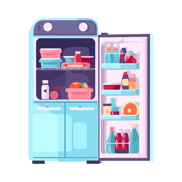 Appareil de cuisine moderne réfrigérateur, refroidisseur isolé - Vecteur, image