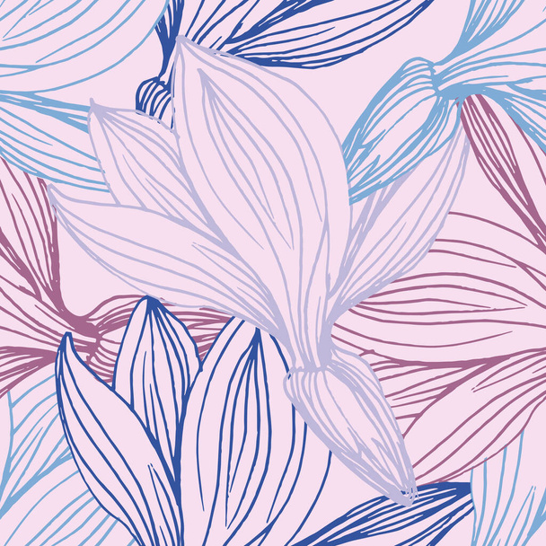 lavender flowers illustration with lavender and seamless pattern background. Seamless pattern for fabric, paper and other printing and web projects. - Vektor, Bild
