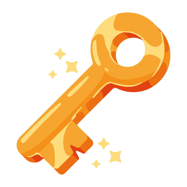 golden key video game icon - ベクター画像