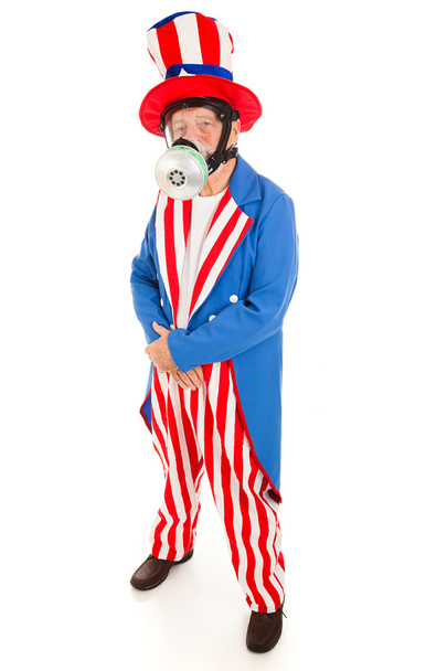 Uncle Sam in Gas Mask - Full Body - Фото, изображение