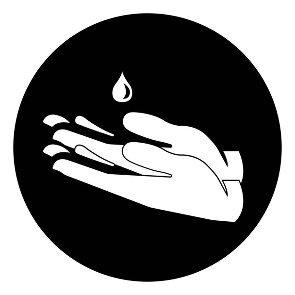 Utilice por favor el signo del símbolo del desinfectante de las manos, ilustración del vector, aísle en la etiqueta blanca del fondo. EPS10  - Vector, imagen