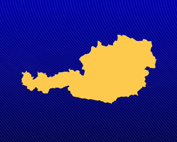 Blue gradient background, Yellow Map and curved lines design of the country Austria - vector illustration - Vecteur, image