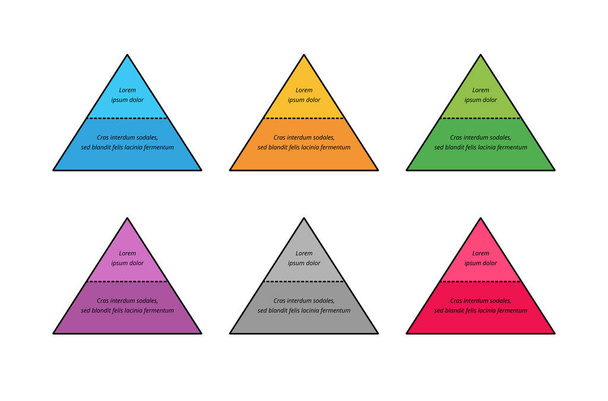 カラフルなピラミッド図セット、三角形の階層テンプレート - ベクター画像