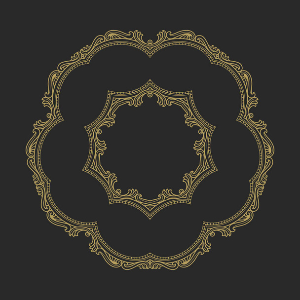 A gold frame with a floral pattern in the middle - Vector, Imagen