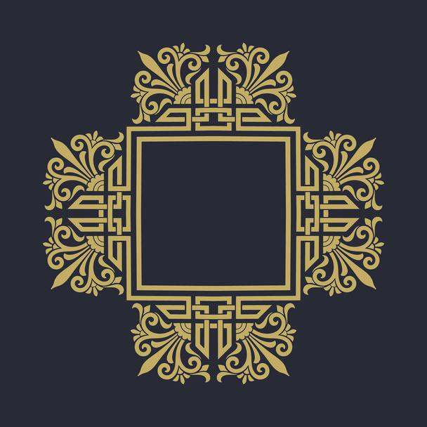 A square frame with a floral pattern on a dark background - Διάνυσμα, εικόνα
