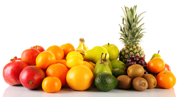 Assortment of exotic fruits isolated on white - Photo, Image
