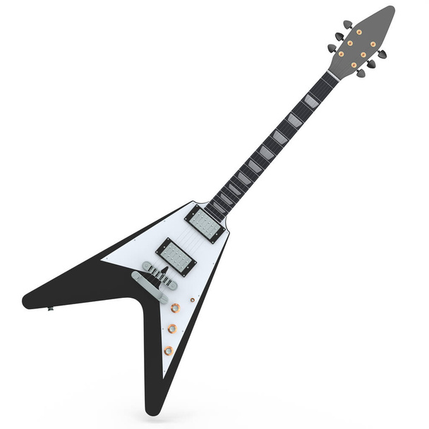 Electric acoustic guitar isolated on white background. 3d render of concept for rock festival poster with heavy metal guitar for music shop - Zdjęcie, obraz
