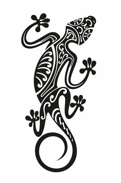 Stylized lizard. Decorative silhouette of reptile. Vector illustration of scaly lizard. Lizard logo.Totem design. Tattoo. - Vettoriali, immagini