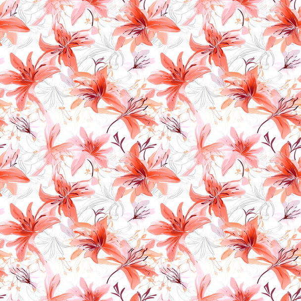 Floral Print, Seamless Design, 300 dpi , 4096x4096 High Resolution - Foto, imagen