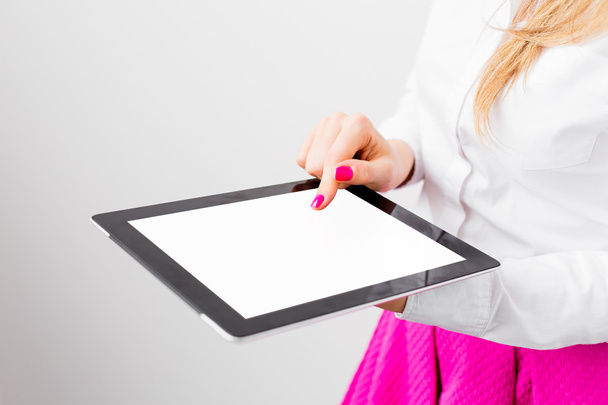 Mulher com computador tablet
 - Foto, Imagem