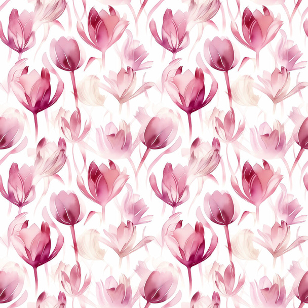 300 dpi 4096x4096 High Resolution Print Ready Seamless Watercolor Pattern Flowers Peony - Fotoğraf, Görsel