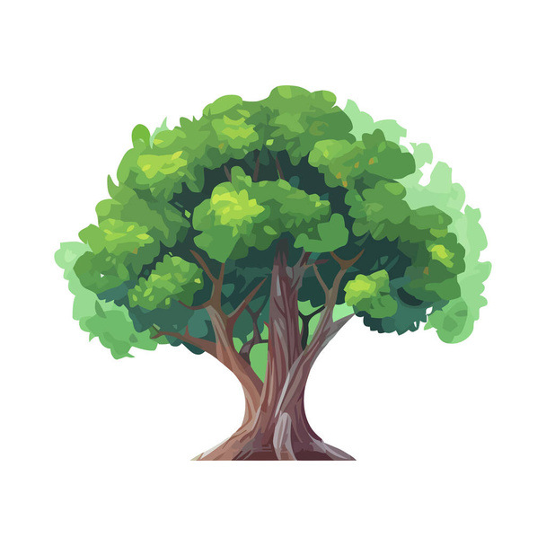 Green leaves on a tree branch icon isolated - Vector, Image