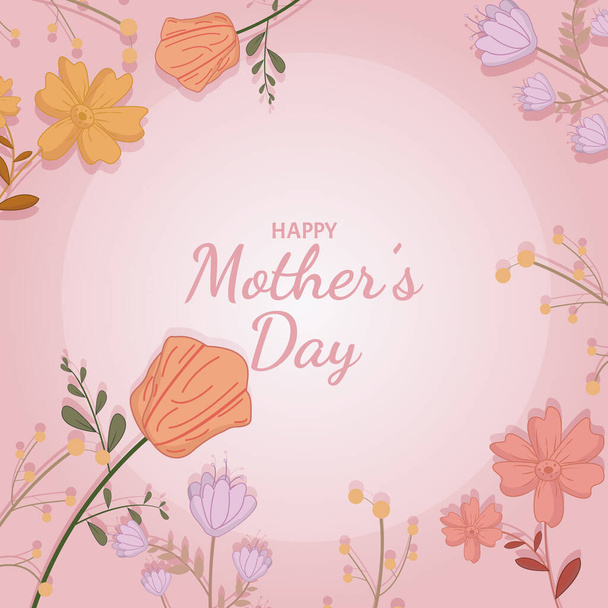 Flat Happy Mother day background - Vector, afbeelding
