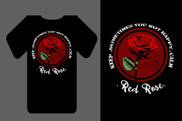 Mockup t shirt natural red rose retro vintage - Vector, imagen