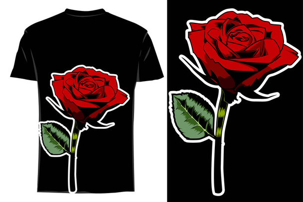 Rose flower t shirt mockup retro vintage - Vektor, obrázek