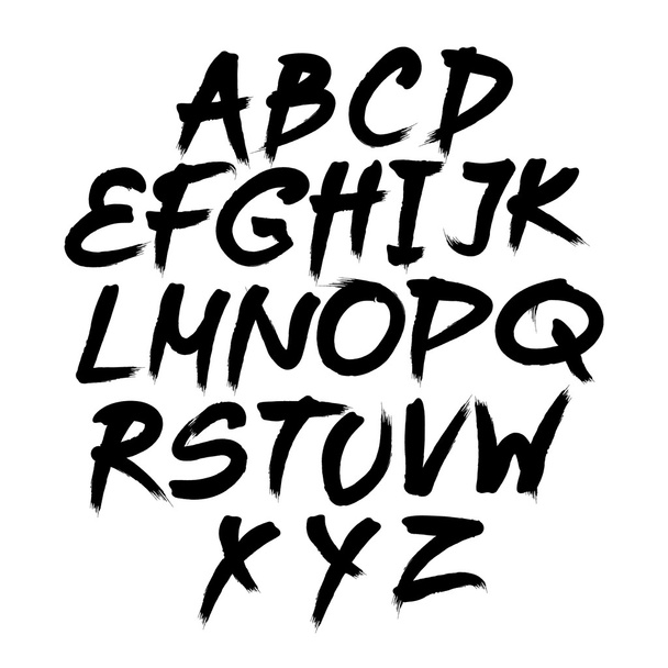 Vector alphabet. Hand drawn letters. written with a brush. - Vektor, Bild