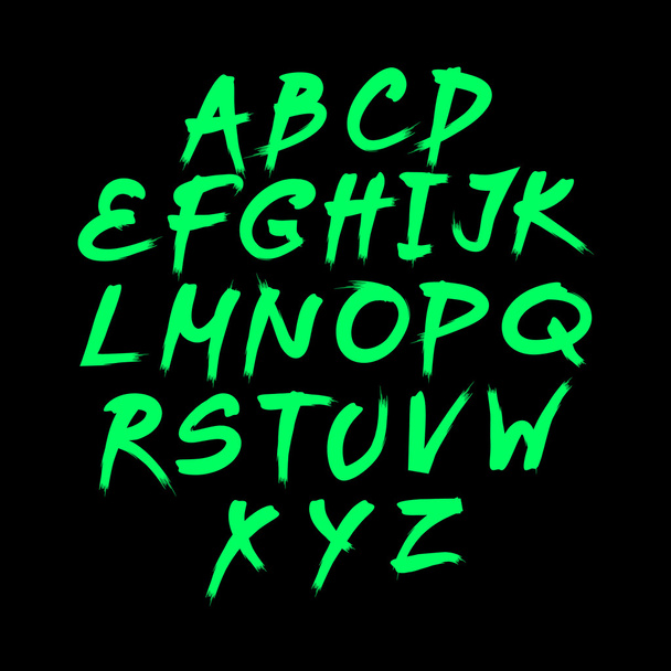 Floral alphabet on green background, vector format spring - Wektor, obraz