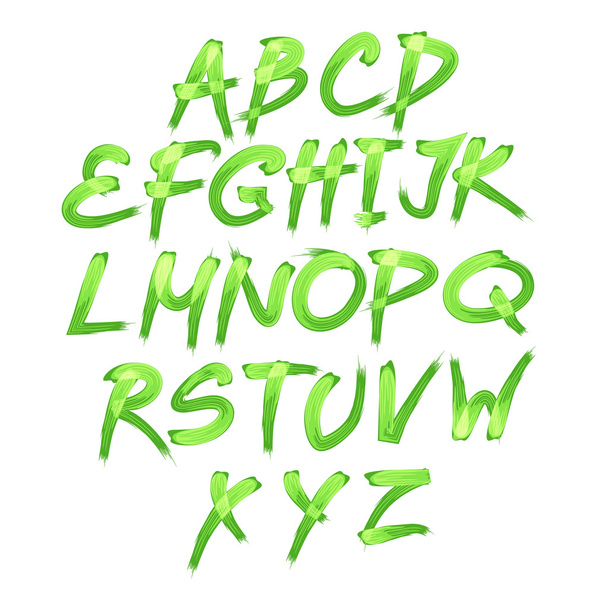 Floral alphabet on green background, vector format spring - Vector, afbeelding