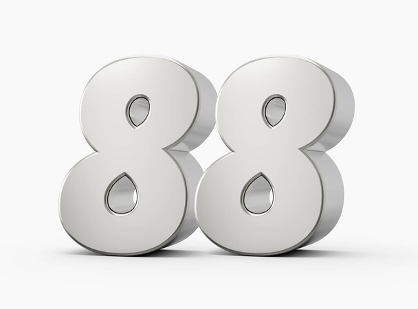 3d brilhante prata número 88 oitenta e oito 3d prata número isolado no fundo branco ilustração 3d - Foto, Imagem