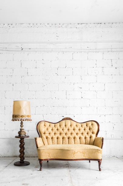 Brown sofa with lamp - 写真・画像