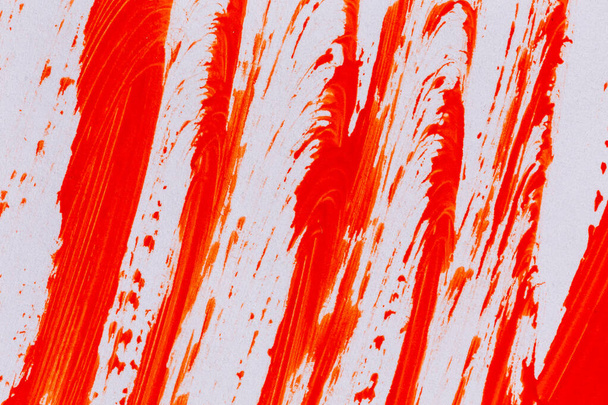 acrylic orange red paint texture background hand made brush on paper - Foto, Bild