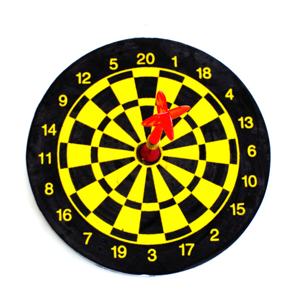 One darts in center of target isolated on white - Foto, Imagen