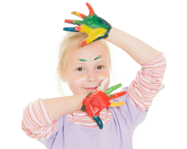 Cute girl playing with colors - Фото, зображення