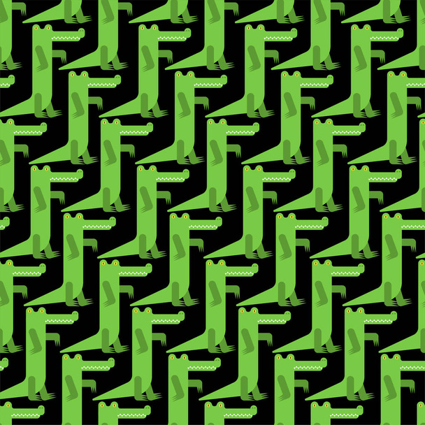 Crocodile Cartoon Pattern seamless. croc Background. alligator texture. Baby fabric ornament - Вектор,изображение