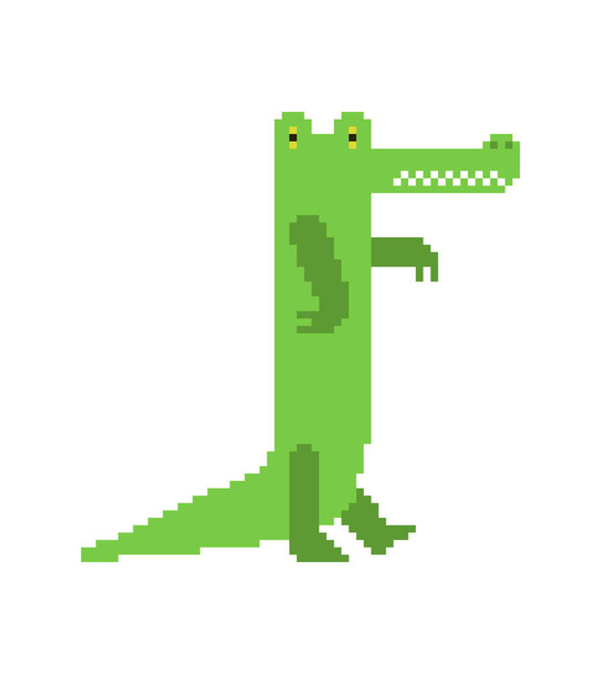 Искусство Крокодилового пикселя. 8-битный крокодил. пиксельная векторная иллюстрация аллигатора - Вектор,изображение