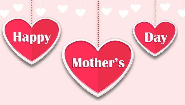 Vintage Happy Mother's Day with heart love concept - Vector, Image
