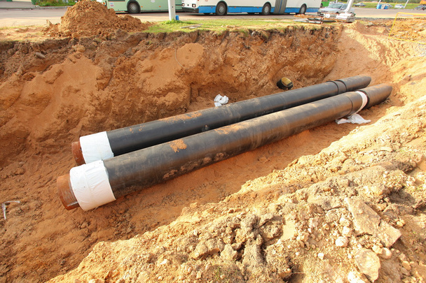 Pipes for water in a trench - Photo, Image