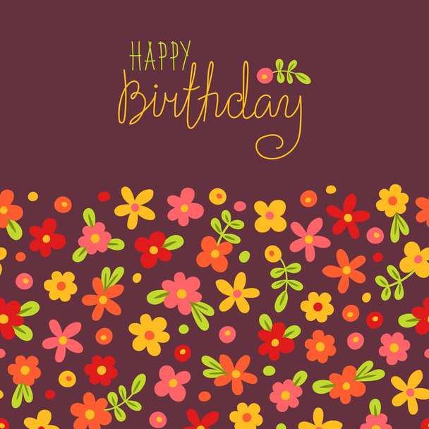 Cartão Feliz Aniversário com flores bonitos
. - Vetor, Imagem
