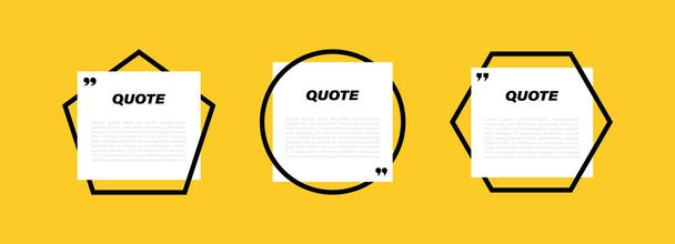 Set different shape geometric texting boxes. Empty quote box speech bubble. Modern vector illustration. - Vector, Image
