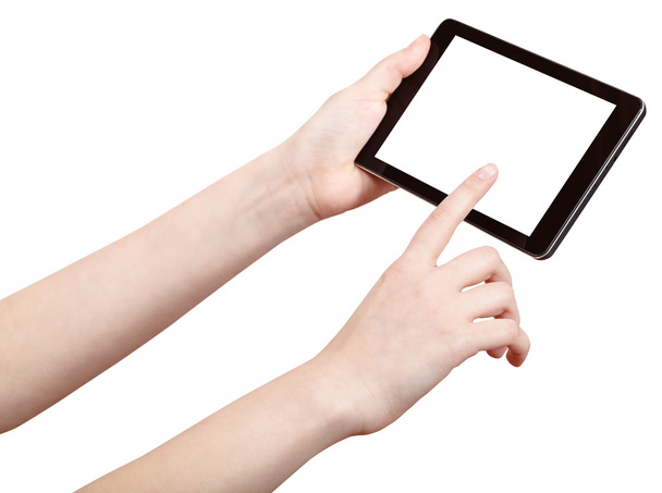 vinger druk op touchpad met uitgesneden scherm - Foto, afbeelding