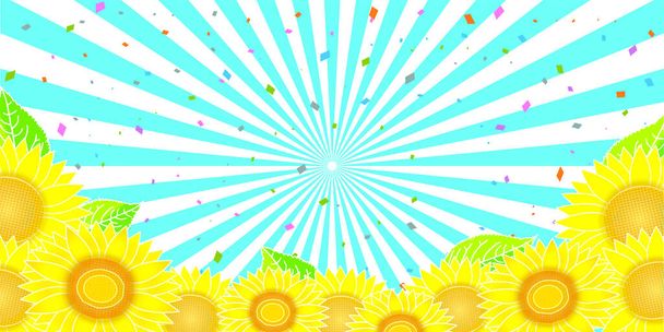 Tarjeta de felicitación de verano girasol sol fondo - Vector, Imagen