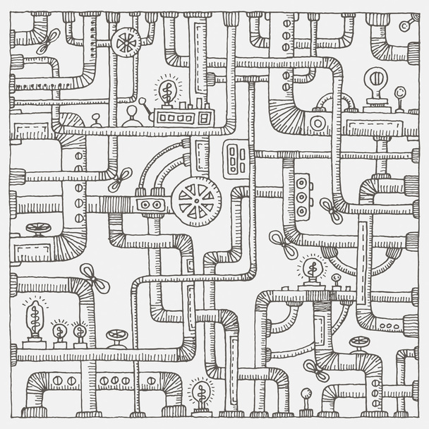 Steampunk doodle background - Вектор,изображение